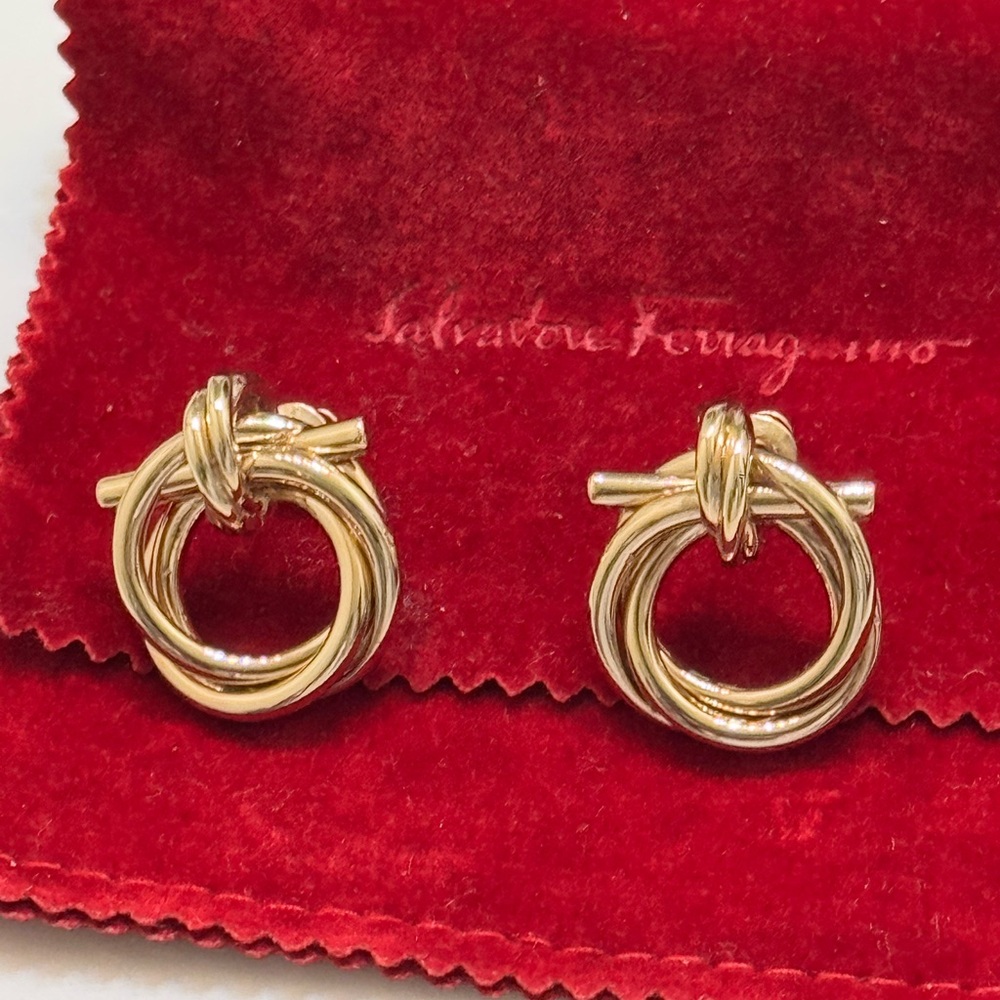 Salvatore Ferragamo Twisted Gold Earrings
